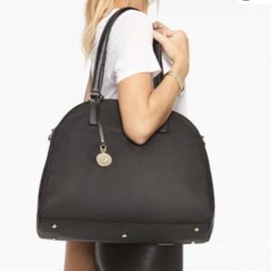 Lo & Sons OMG OG2 Black work travel gym tote bag gold hardware lavender lining